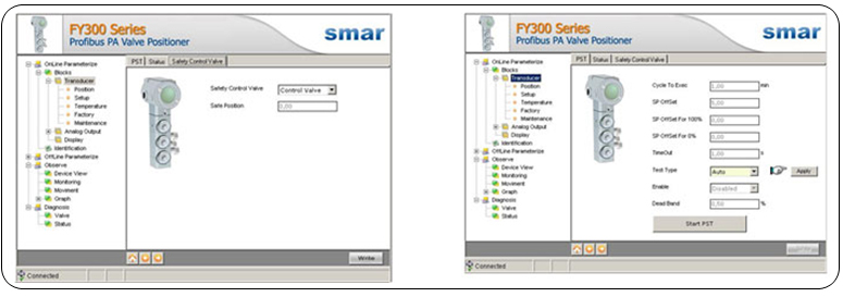 Figura 10 - Exemplos de telas do DTM do FY303